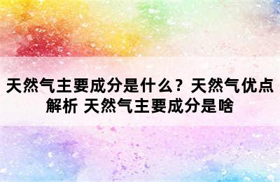 天然气主要成分是什么？天然气优点解析 天然气主要成分是啥